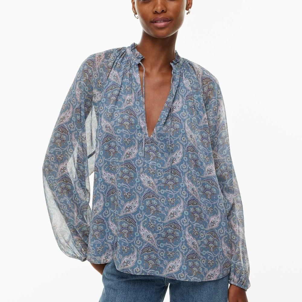 Aritzia Little Moon Blue Paisley Long-Sleeve